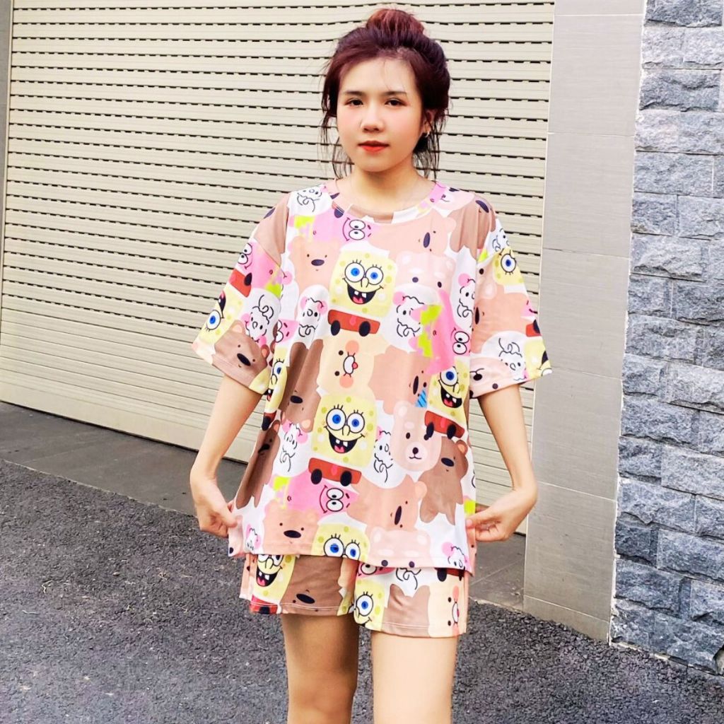 Đồ Bộ Nữ Quần Đùi Bigsize ESHOP Đồ Mặc Nhà Nữ Set Bộ Đùi Dễ Thương Thun Tăm Lạnh Mát Dễ Thương BD669