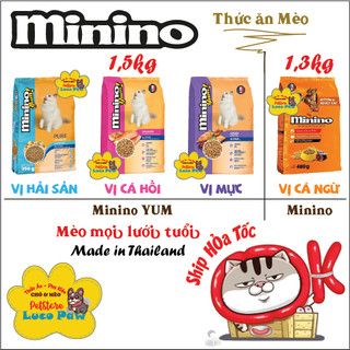 Hạt Minino Yum THÙNG  HẢI SẢN / CÁ HỒI / MỰC - Hạt Minino CÁ NGỪ : Thức hạt ăn cho mèo__ __