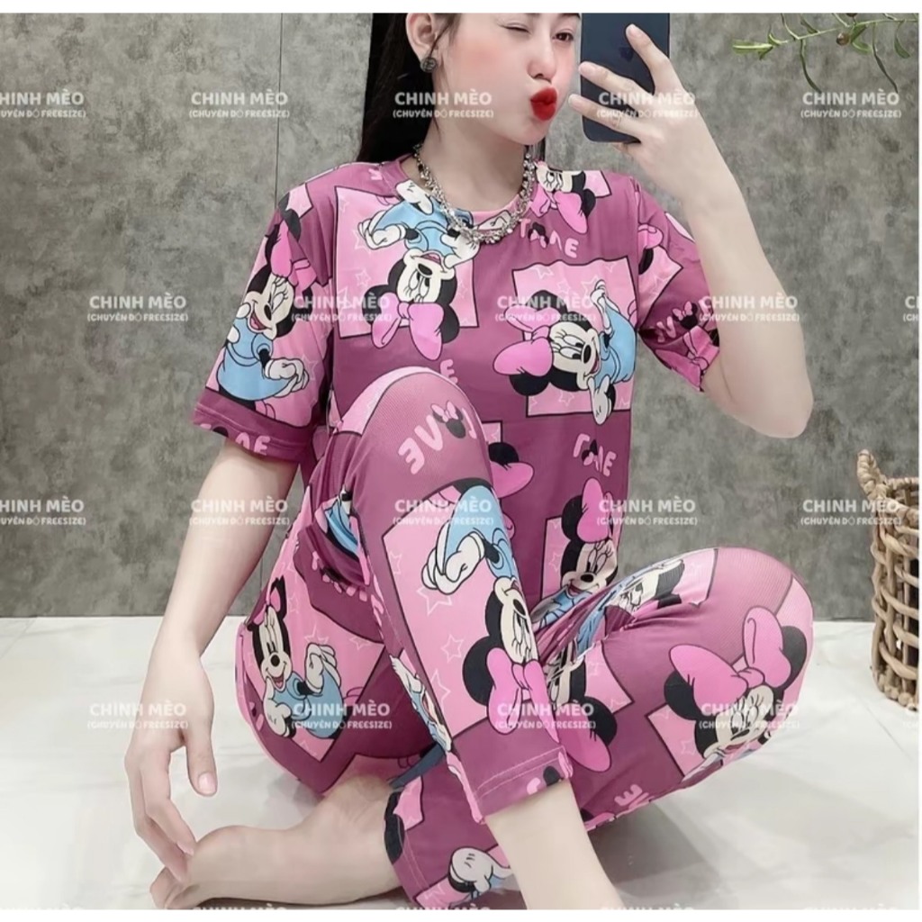 Đồ Bộ Nữ Quần Dài Ôm Bigsize ESHOP Đồ Mặc Nhà Nữ Set Bộ Dễ Thương Thun Tăm Lạnh Mát Dễ Thương BD679