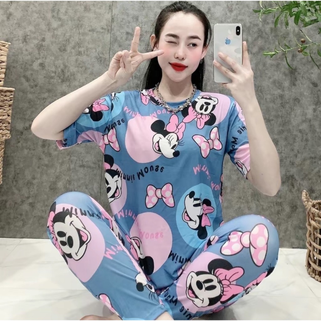 Đồ Bộ Nữ Quần Dài Ôm Bigsize ESHOP Đồ Mặc Nhà Nữ Set Bộ Dễ Thương Thun Tăm Lạnh Mát Dễ Thương BD679