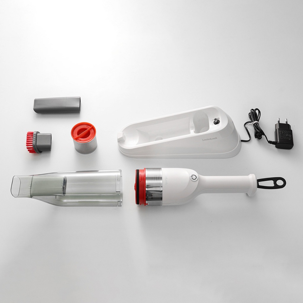 Máy hút bụi cầm tay mini 0.5L LocknLock ENV136WHT , bộ lọc HEPA, 75W, Lực hút mạnh, nhỏ gọn - K-MALL