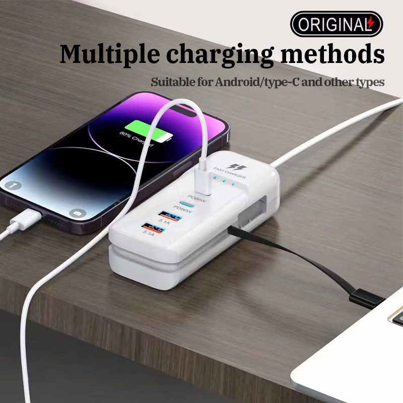 Ổ Cắm Điện Đa Năng,Ổ Sạc Nhanh 5 Cổng USB Type C 66W Ngắt Tự Động Bảo Vệ Thiết Bị An Toàn Tiện Lợi