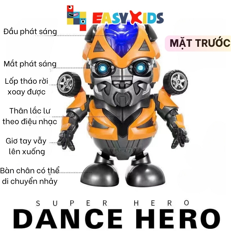 Đồ chơi robot Bumblebee dance hero nhảy múa vui nhộn có nhạc và đèn cho bé
