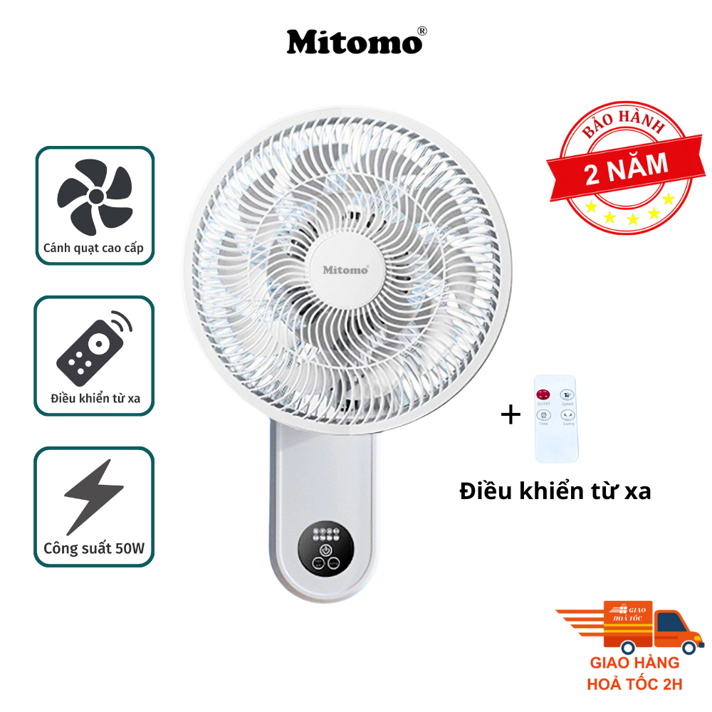Quạt treo tường điện tử Mitomo FTT-60AEC, sử dụng bạc đạn, hoạt động siêu êm - Bảo hành 2 năm chính hãng