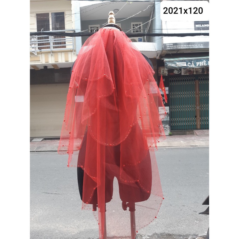 VOAN CÔ DÂU ĐỎ XINH( xem kĩ hình ảnh màu voan đỏ đô ở cuối)