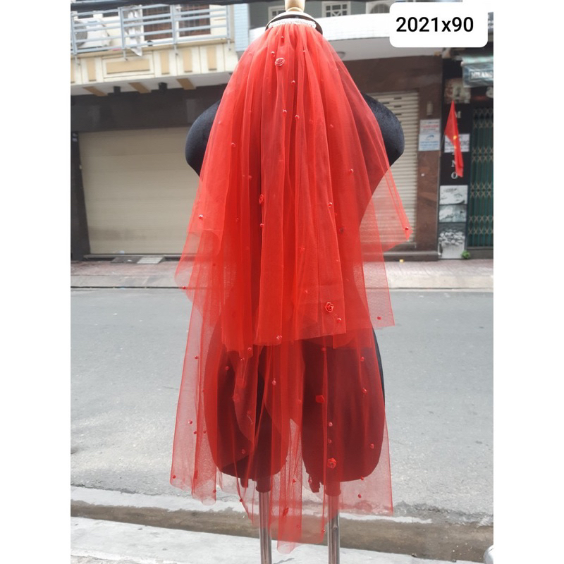 VOAN CÔ DÂU ĐỎ XINH( xem kĩ hình ảnh màu voan đỏ đô ở cuối)