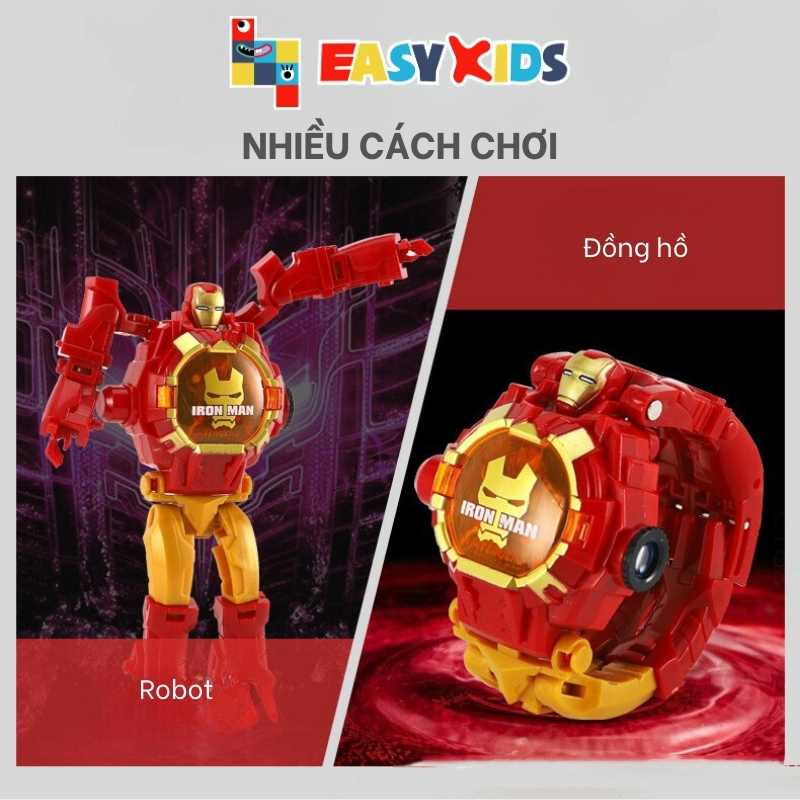 Đồng hồ siêu nhân biến hình robot có chiếu hình spiderman ironman batman hulk kuromi…cho bé trai gái
