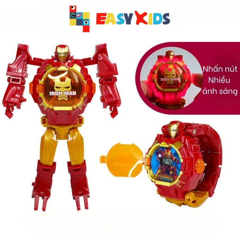 Đồng hồ siêu nhân biến hình robot có chiếu hình spiderman ironman batman hulk kuromi…cho bé trai gái