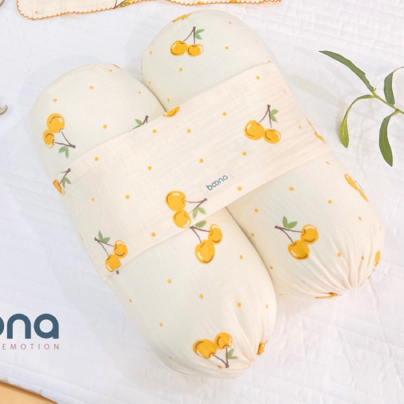 Bộ gối chặn cho bé chất liệu vải sợi tre Muslin cho bé sơ sinh chống giật mình cho bé yêu.