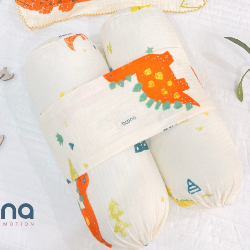 Bộ gối chặn cho bé chất liệu vải sợi tre Muslin cho bé sơ sinh chống giật mình cho bé yêu.