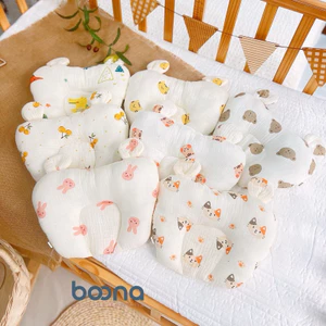 Gối sơ sinh cho bé chống méo đầu hình tai tim êm ái cho bé Tiệm Nhà Bơ vải xô muslin mềm mịn