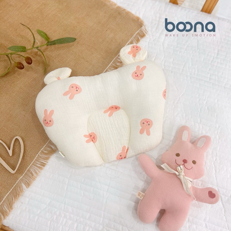 Gối sơ sinh cho bé chống méo đầu hình tai tim êm ái cho bé Tiệm Nhà Bơ vải xô muslin mềm mịn