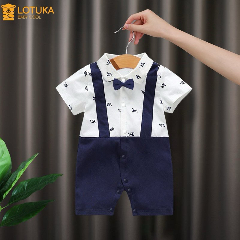 Body công tử cộc tay cotton mềm mịn,thoáng mát.Body cho bé trai dễ thương từ 0 đến 12 tháng.