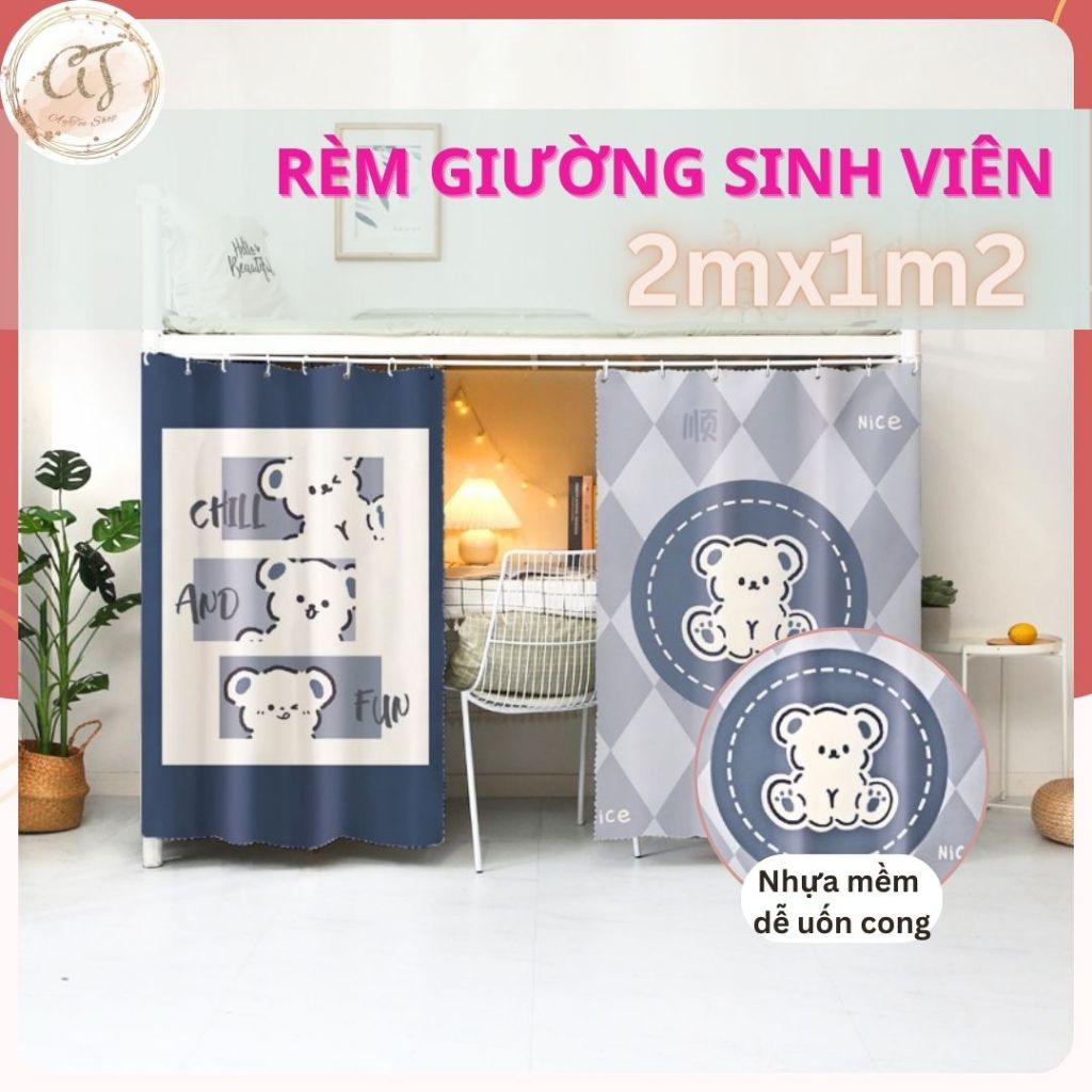Rèm quây giường tầng mẫu hiện đại che nắng bền màu kèm dây thừng và móc ...