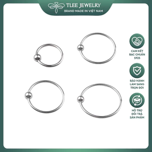 Khuyên tai bạc TLEE tròn mix một bi cố định basic TLEE JEWELRY B0212