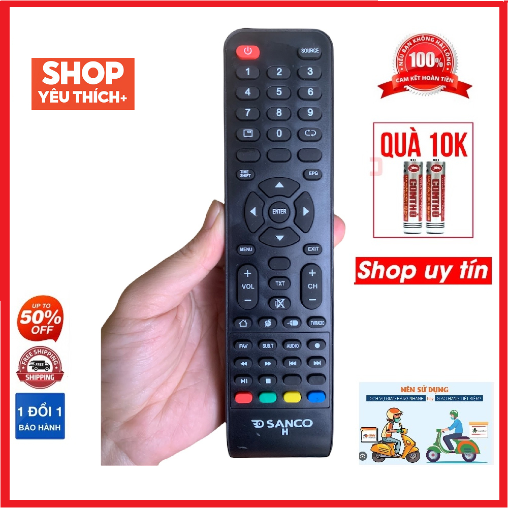 Điều khiển remote từ xa dùng cho tivi sanco smart hàng tốt-tặng kèm pin ...