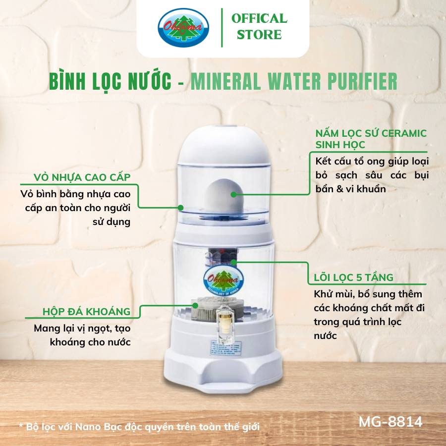 Ảnh Bình Lọc Nước Ohiama Mineral Water Purifier MG-8814 16 Lit - Nấm Sứ Ceramic và Lõi Lọc 5 Tầng 2
