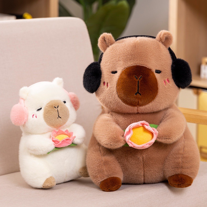 Gấu Bông Tịnh Tâm Khỉ Ngồi Đài Sen, Capybara Ôm Sen Mang Lại Cảm Giác Bình An Quà Tặng Ý Nghĩa Cho Người Thân