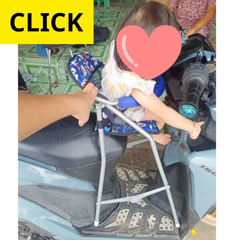 Ghế ngồi xe máy CLICK , Ghế ga xếp sắt sơn tĩnh điện gấp gọn , an toàn cho bé