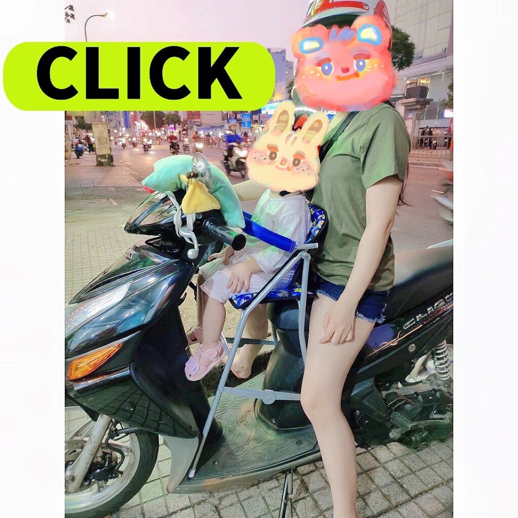 Ghế ngồi xe máy CLICK , Ghế ga xếp sắt sơn tĩnh điện gấp gọn , an toàn cho bé