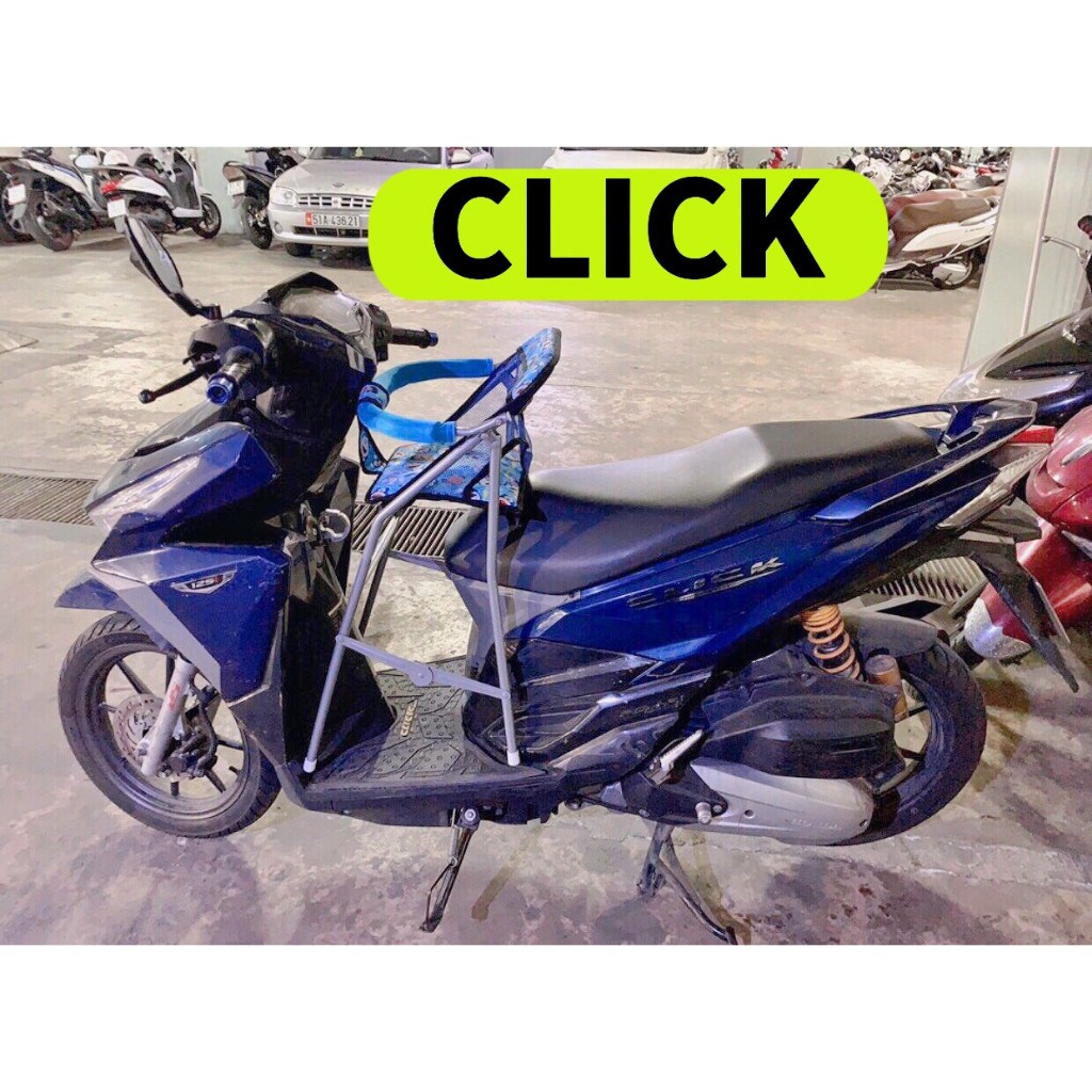 Ghế ngồi xe máy CLICK , Ghế ga xếp sắt sơn tĩnh điện gấp gọn , an toàn cho bé