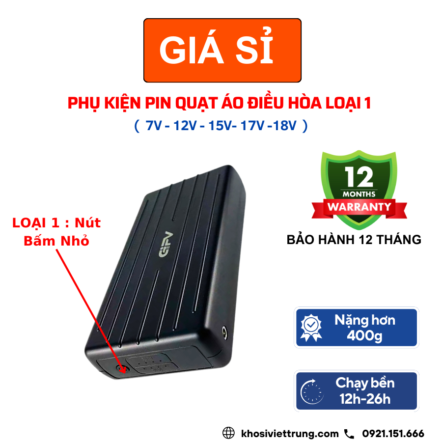 Cục Pin áo điều hòa loại cao cấp BH 1 năm , pin áo quạt rời, Pin áo ...