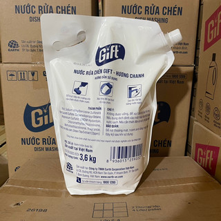 Túi Nước Rửa Chén Gift 3.6kg Hương Chanh Tự Nhiên, Sạch Bóng Dầu Mỡ, Tiết Kiệm Cho Gia Đình Nhà Hàng