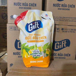 Túi Nước Rửa Chén Gift 3.6kg Hương Chanh Tự Nhiên, Sạch Bóng Dầu Mỡ, Tiết Kiệm Cho Gia Đình Nhà Hàng