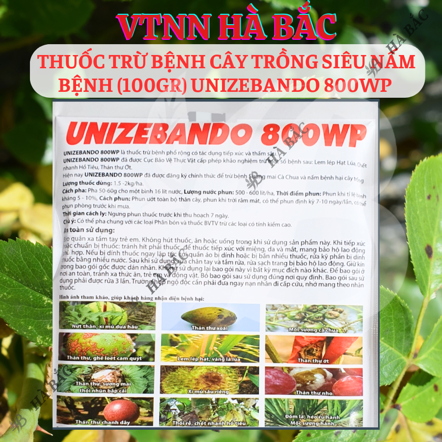 Chế Phẩm Xử Lí Benhh Cây Trồng Siêu Nam Benhh (100gram) Unizebando 800WP
