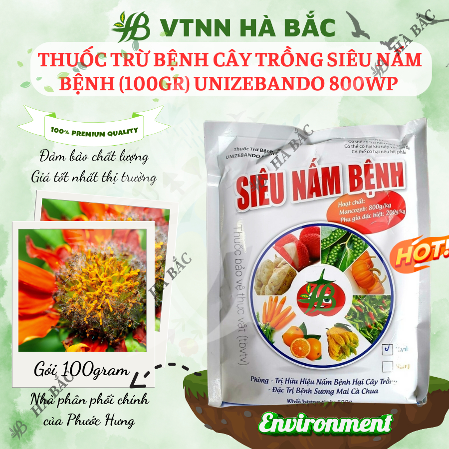 Chế Phẩm Xử Lí Benhh Cây Trồng Siêu Nam Benhh (100gram) Unizebando 800WP
