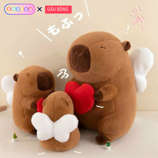 Capybara Có Cánh Gấu Bông Capybara Ôm Trái Tim Capybara Cánh Thiên Thần Dễ Thương Món Quà Đáng Yêu Cho Mọi Lứa Tuổi