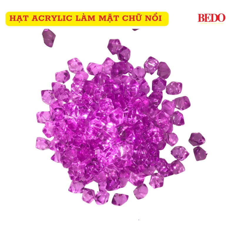 Hạt nhựa giả đá Acrylic BEDO xuyên sáng, hạt trang trí chữ nổi, hồ cá, epoxy resin, decor cao cấp