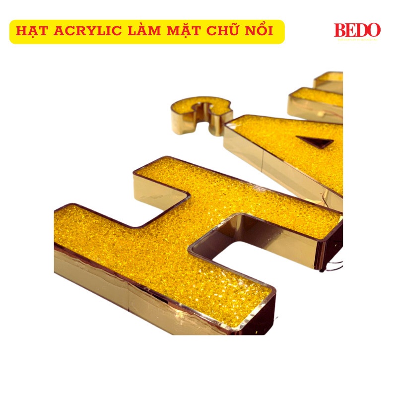 Hạt nhựa giả đá Acrylic BEDO xuyên sáng, hạt trang trí chữ nổi, hồ cá, epoxy resin, decor cao cấp