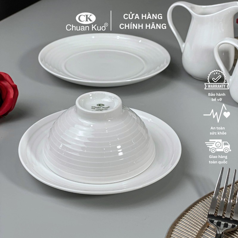 Bát tô bầu sứ trắng vân xoáy nhiều size 15 17cm - Bát tô sứ cách điệu thương hiệu CK sang trọng cho nhà hàng