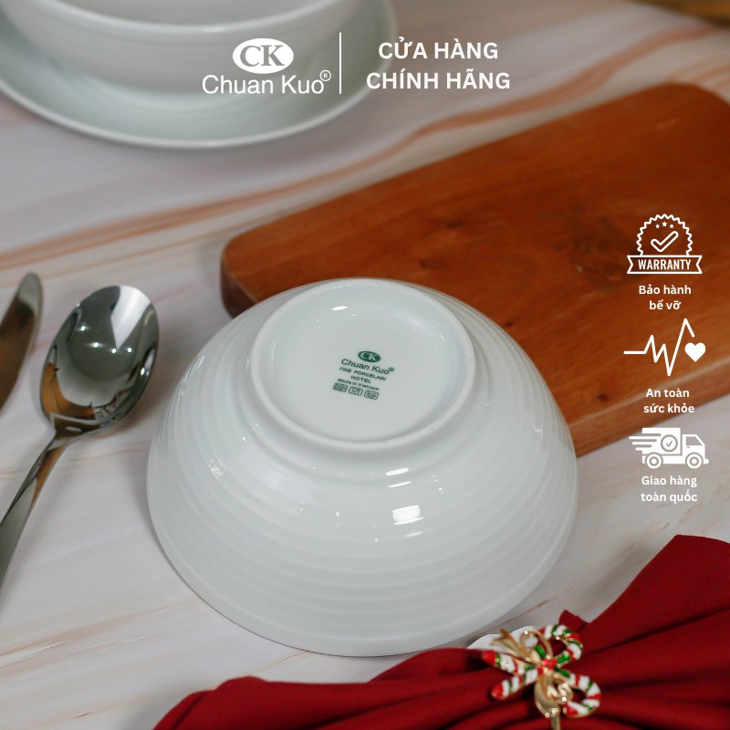 Bát tô bầu sứ trắng vân xoáy nhiều size 15 17cm - Bát tô sứ cách điệu thương hiệu CK sang trọng cho nhà hàng