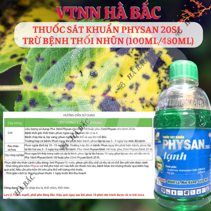 Chế phẩm sát khuẩn Physan 20SL, Xử lí thối nhũn – Chai 100ml/480ML