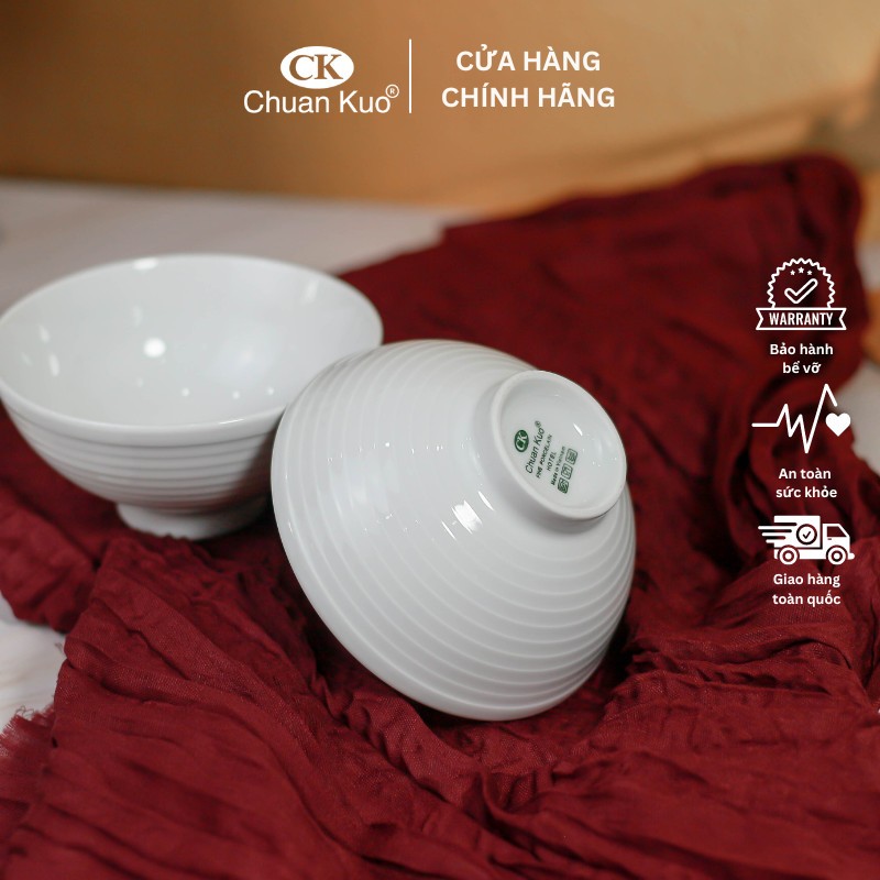 Bộ 6 và 10 bát cơm sứ trắng vân xoáy cách điệu 11cm - Set chén cơm sứ thương hiệu CK cho nhà hàng, khách sạn