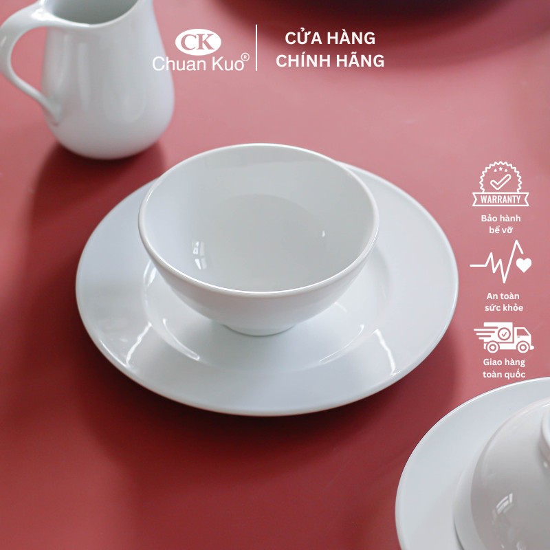 Bát cơm sứ trắng trơn thương hiệu CK 11cm - Chén cơm sứ cao cấp cho nhà hàng, khách sạn