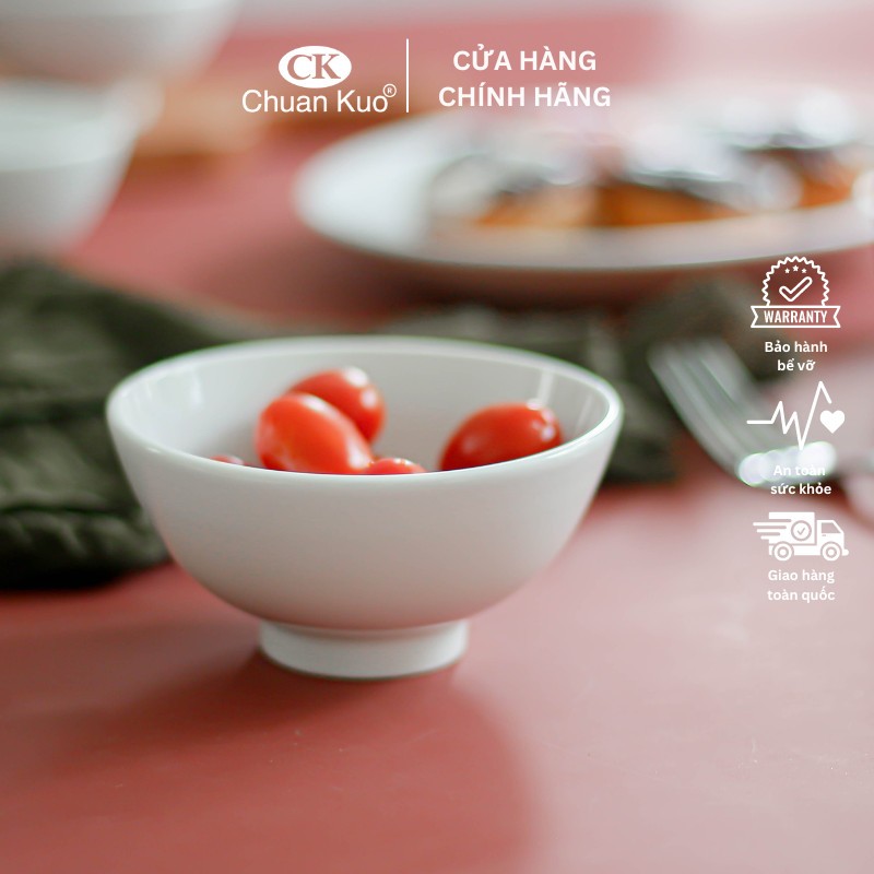 Bát cơm sứ trắng trơn thương hiệu CK 11cm - Chén cơm sứ cao cấp cho nhà hàng, khách sạn