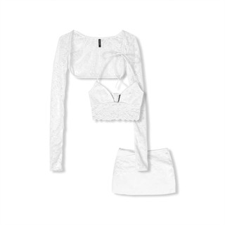 Set Áo Nữ Lacey String Top Short Skirt, Chất Vải Thun Ren Phối Thun Lạnh Thoải Mái, WSB126 SOME HOW STORE