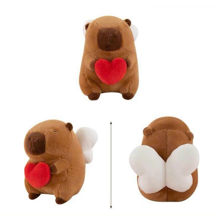 Capybara Có Cánh Chuột Capybara Cánh Thiên Thần Ôm Trái Tim Dễ Thương Gấu Bông Capybara Cánh Tiên Cao Cấp