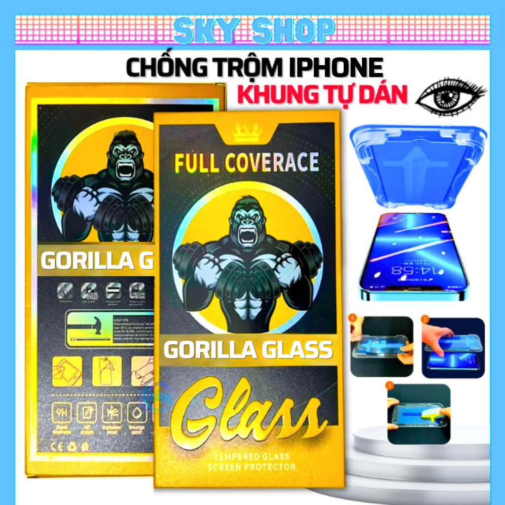 Cường lực chống nhìn trộm có khung tự dán cho iphone 11 pro max 12 pro max 13 promax x xr xs max 7 8