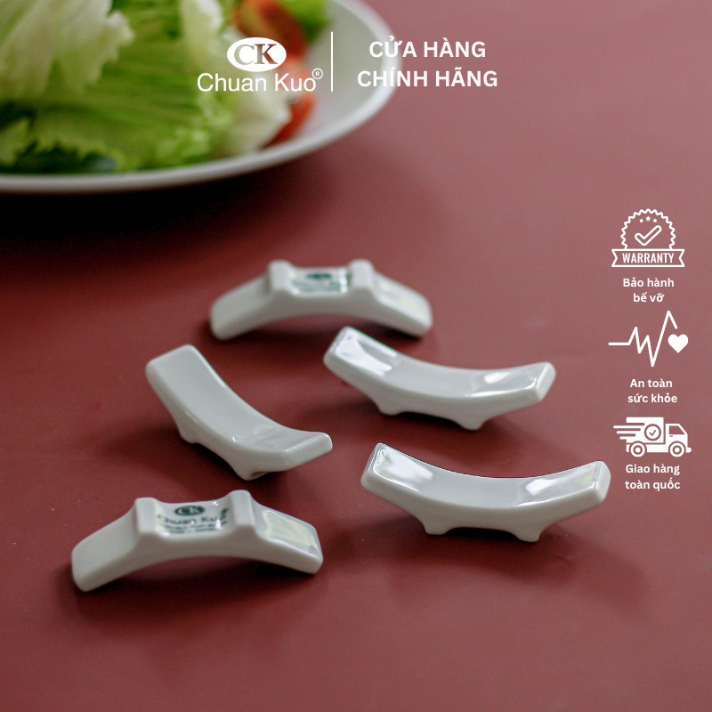 Thìa và gác đũa, thìa bằng sứ trắng cao cấp thương hiệu Ck chuyên dùng cho nhà hàng, khách sạn