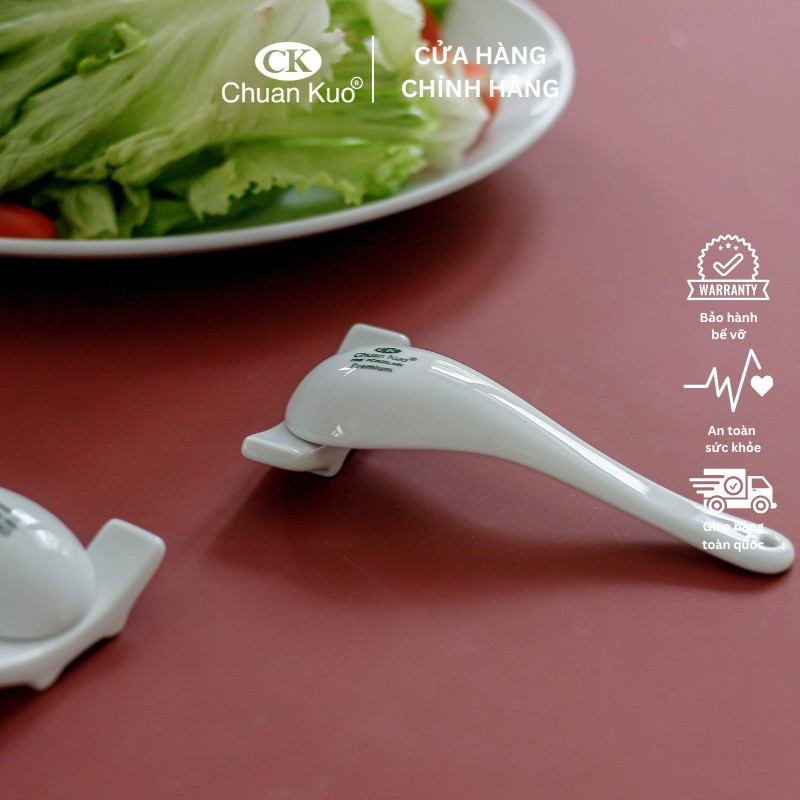 Thìa và gác đũa, thìa bằng sứ trắng cao cấp thương hiệu Ck chuyên dùng cho nhà hàng, khách sạn
