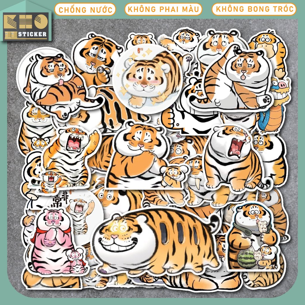 50 Sticker Hổ Dễ Thương chống nước sticker dán laptop, điện thoại, đàn ...