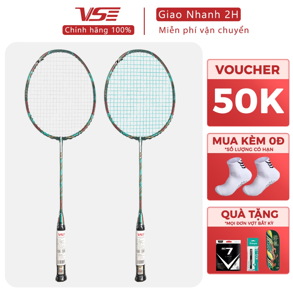Vợt cầu lông VS Youlong rồng xanh chính hãng carbon bền nhẹ 4U căng sẵn ...