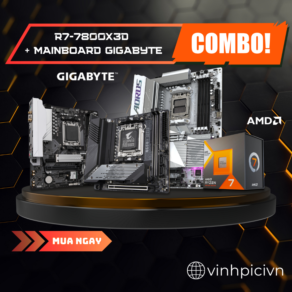 Combo AMD CPU Ryzen 7 7800X3D + Mainboard GIGABYTE AM5 Shopee Việt Nam