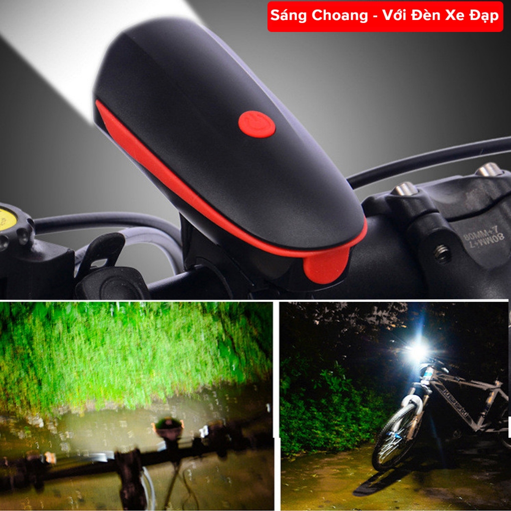 Ảnh Combo Đèn Xe Đạp Thể Thao Siêu Sáng Có Còi Pin Sạc Chống Nước + Đèn Chiếu Hậu Cảnh Báo H02 TẶNG 2 ĐÈN GẮN VAN XE Amalife 4