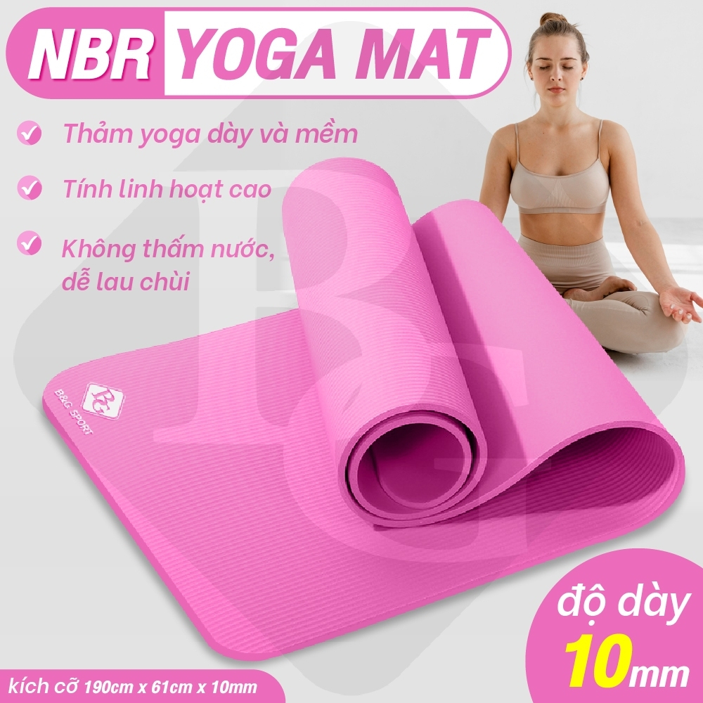 Ảnh BG - Thảm Tập Yoga Chống Trượt  cao su nguyên khối NBR 10MM Cao Cấp chống trơn trượt loại xịn 4