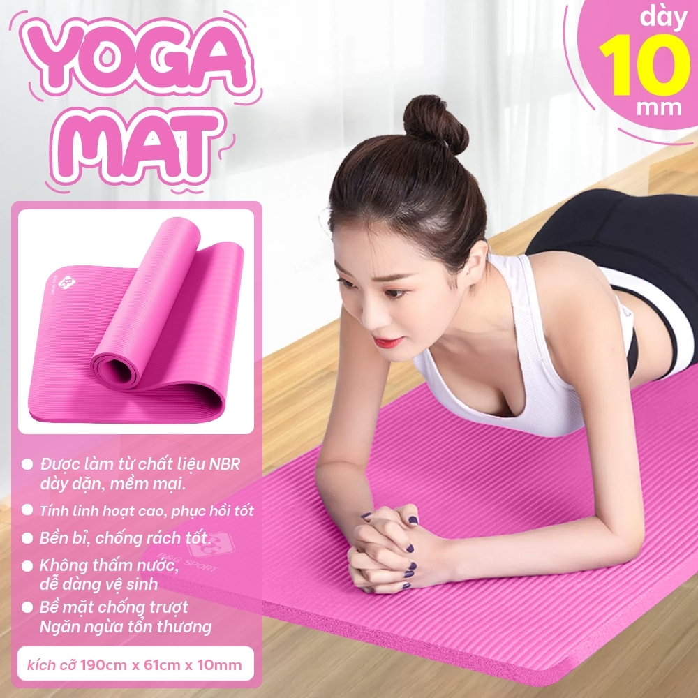 Ảnh BG - Thảm Tập Yoga Chống Trượt  cao su nguyên khối NBR 10MM Cao Cấp chống trơn trượt loại xịn 1